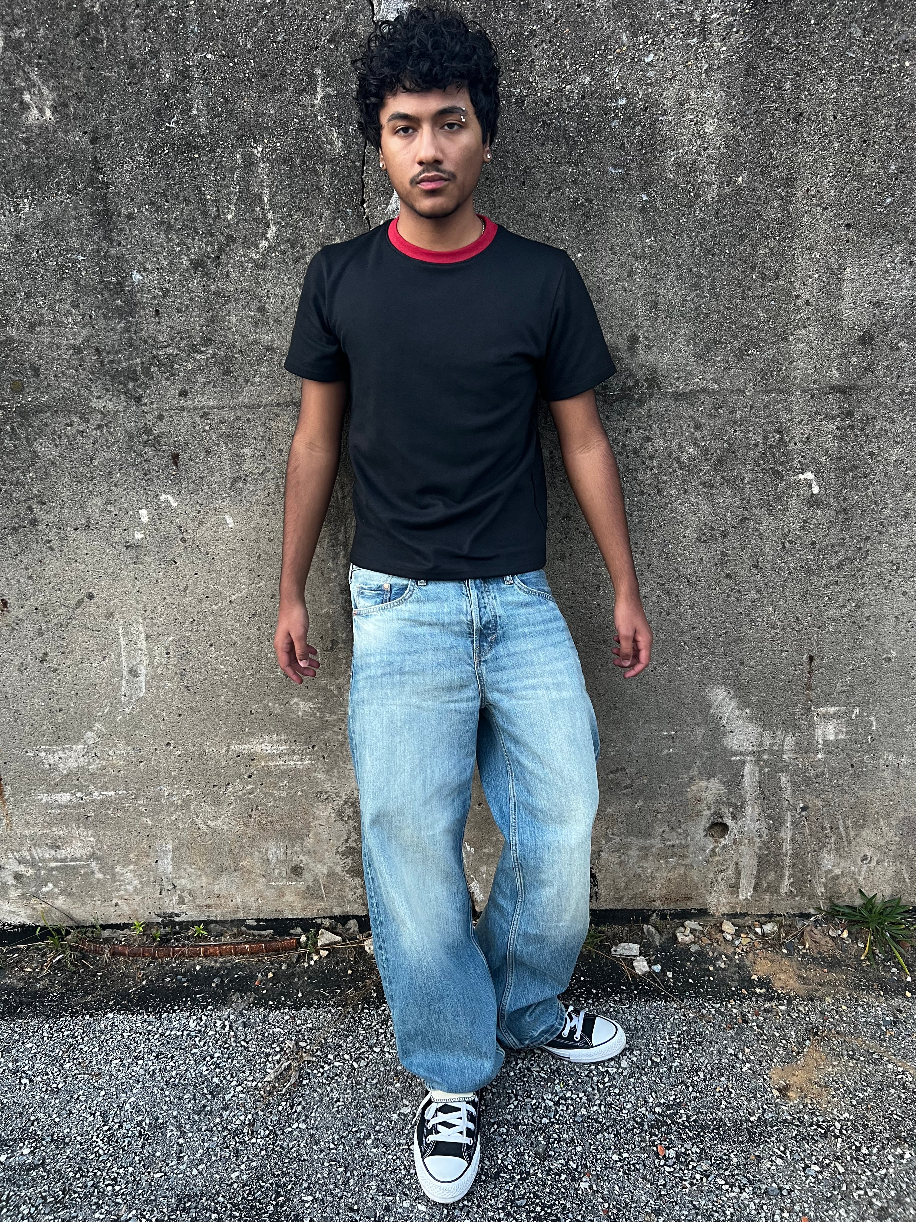 Black "Crimson Collar" Tee