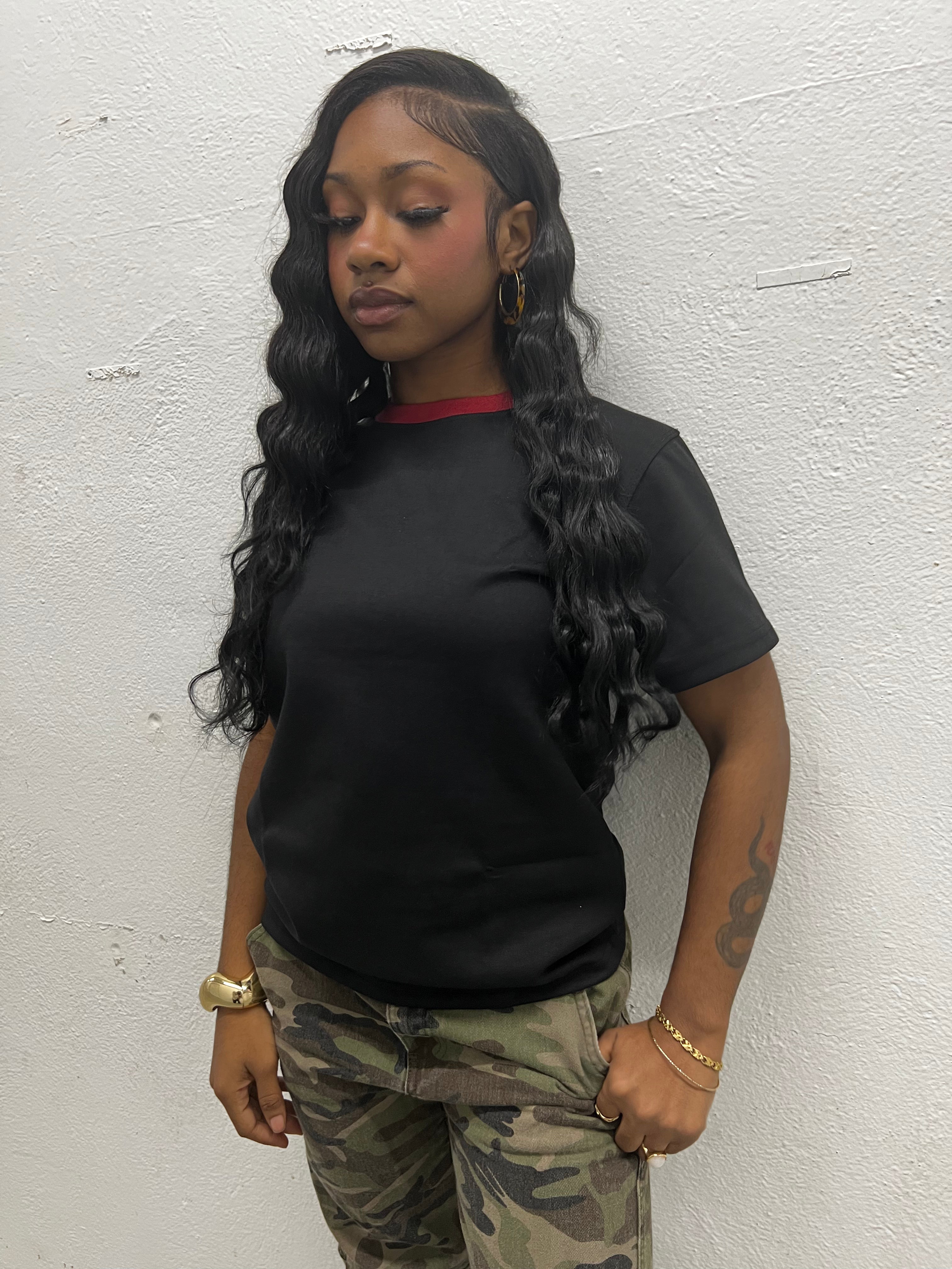 Black "Crimson Collar" Tee